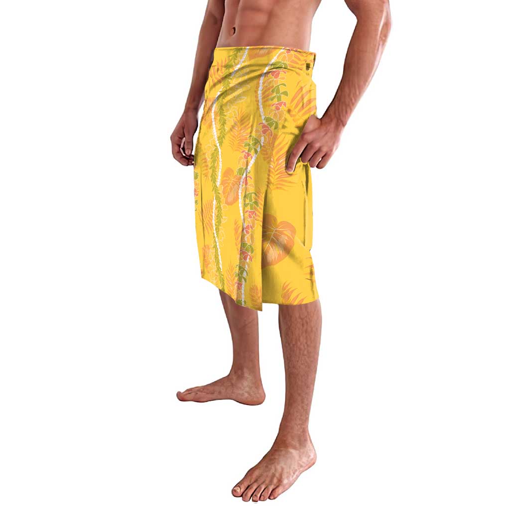 Hawaii Maile Lei Lavalava With Yellow Monstera Pattern LT05 - Polynesian Pride