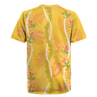 Hawaii Maile Lei Rugby Jersey With Yellow Monstera Pattern