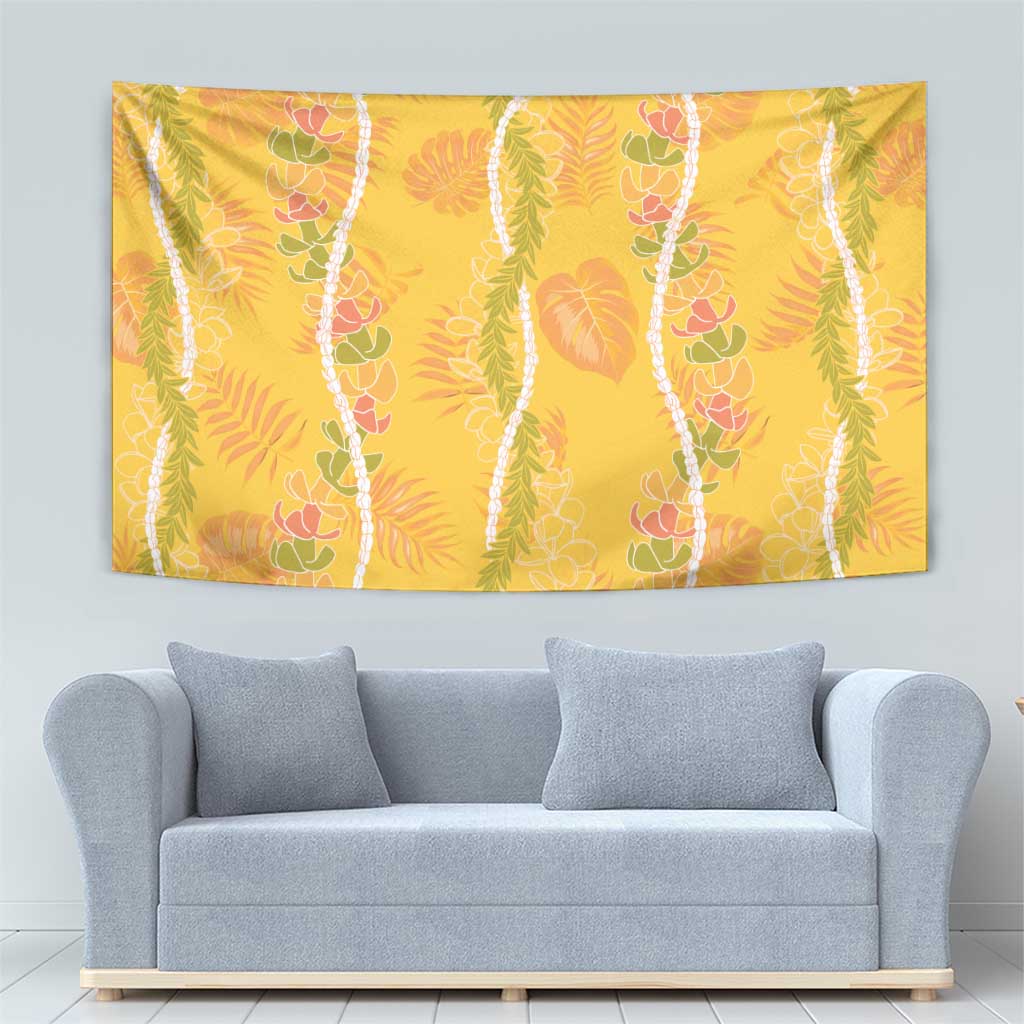 Hawaii Maile Lei Tapestry With Yellow Monstera Pattern LT05 - Polynesian Pride
