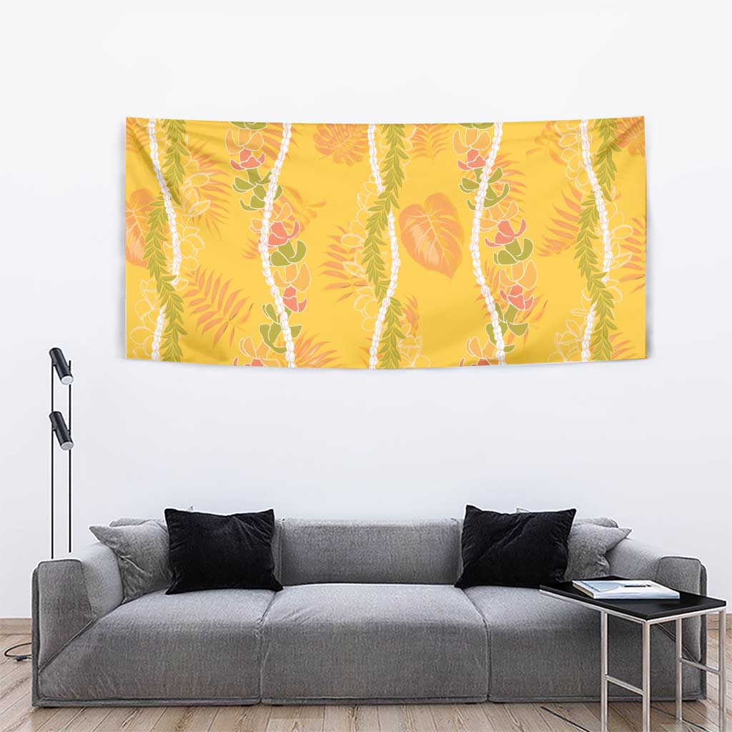 Hawaii Maile Lei Tapestry With Yellow Monstera Pattern LT05 - Polynesian Pride