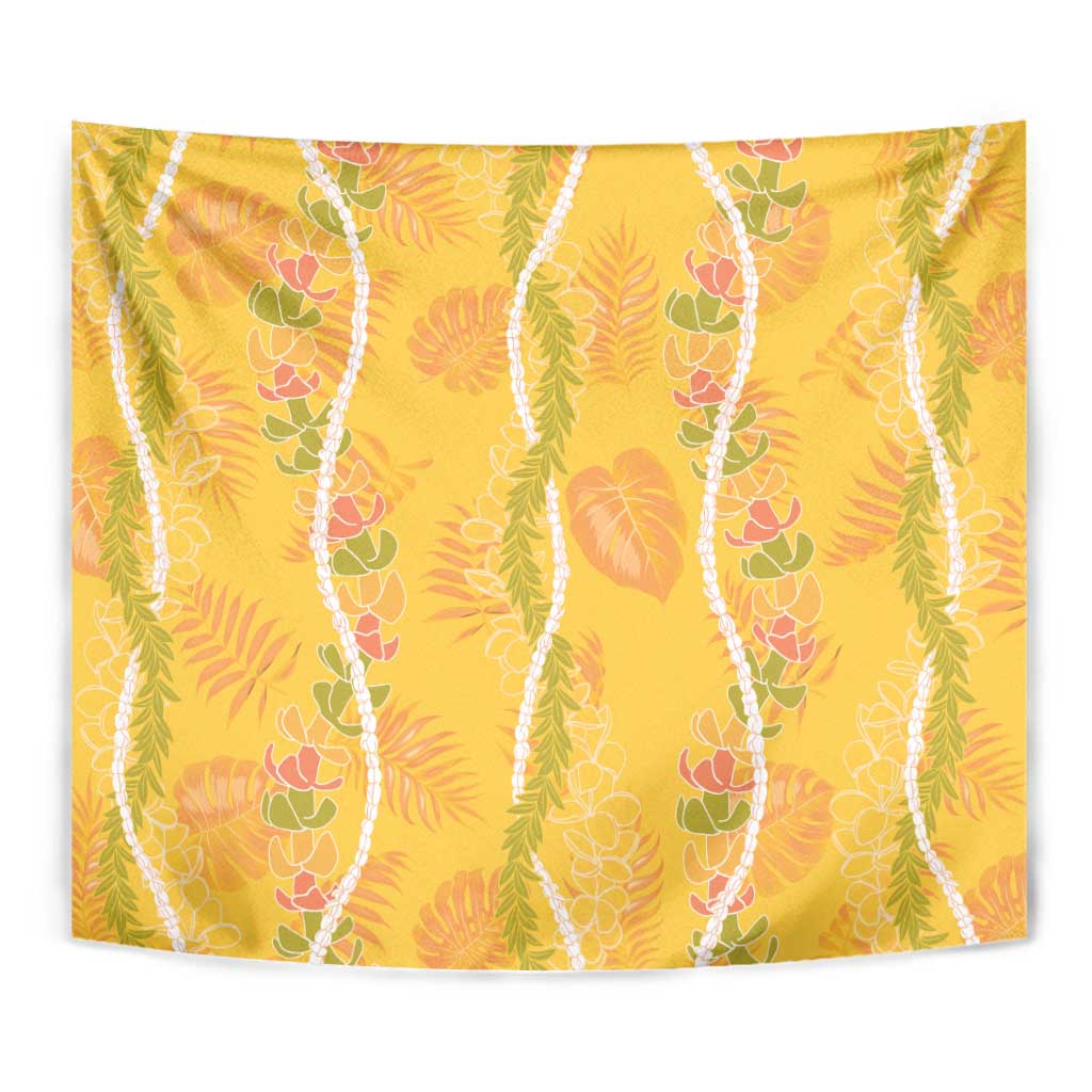 Hawaii Maile Lei Tapestry With Yellow Monstera Pattern LT05 - Polynesian Pride