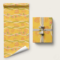 Hawaii Maile Lei Wrapping Paper With Yellow Monstera Pattern - Polynesian Pride