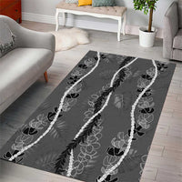 Hawaii Maile Lei Area Rug With Gray Monstera Pattern