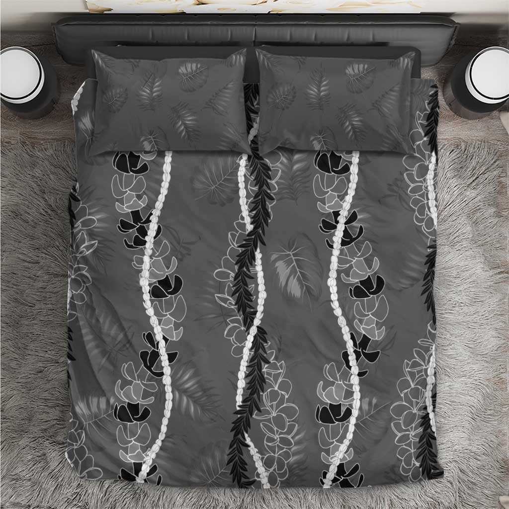 Hawaii Maile Lei Bedding Set With Gray Monstera Pattern LT05 Gray - Polynesian Pride