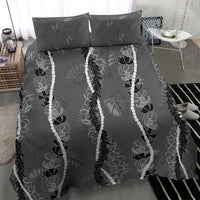 Hawaii Maile Lei Bedding Set With Gray Monstera Pattern LT05 - Polynesian Pride
