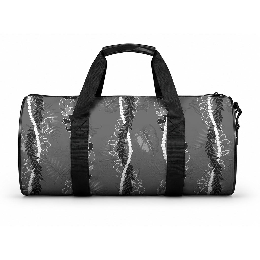 Hawaii Maile Lei Duffle Bag With Gray Monstera Pattern LT05 One size Gray - Polynesian Pride