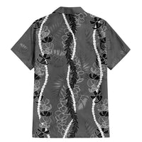 Hawaii Maile Lei Family Matching Mermaid Dress and Hawaiian Shirt With Gray Monstera Pattern