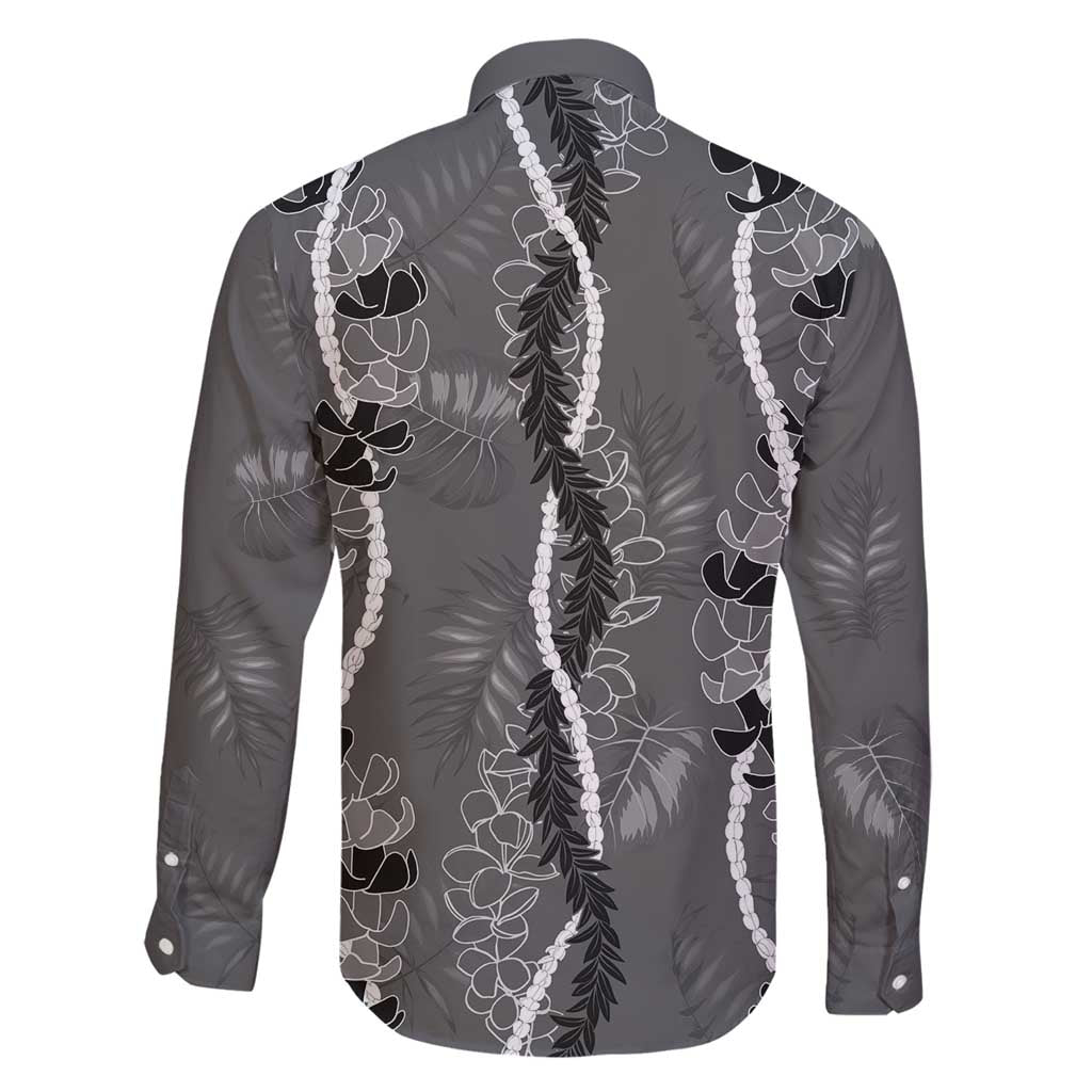 Hawaii Maile Lei Family Matching Off Shoulder Short Dress and Hawaiian Shirt With Gray Monstera Pattern