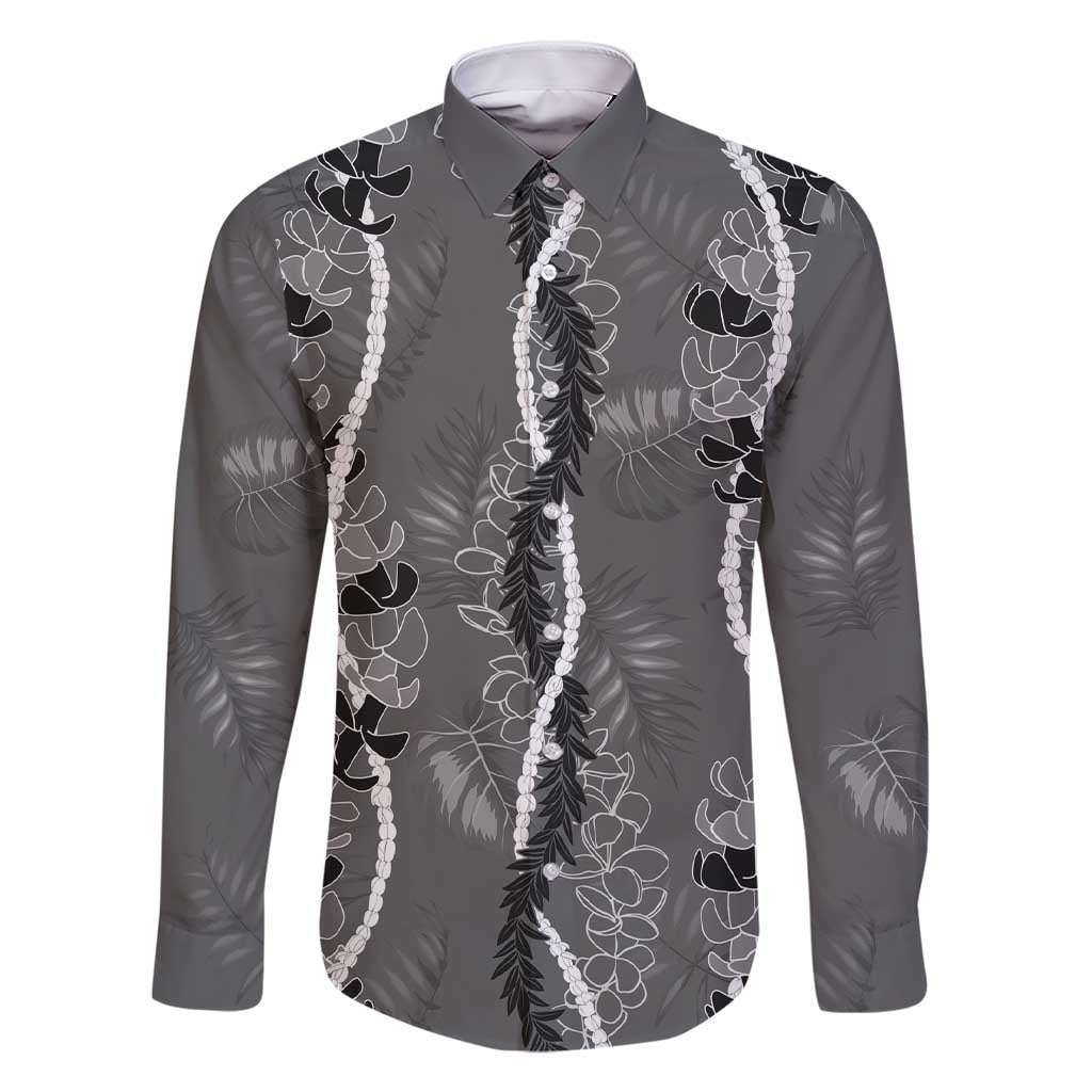 Hawaii Maile Lei Family Matching Short Sleeve Bodycon Dress and Hawaiian Shirt With Gray Monstera Pattern