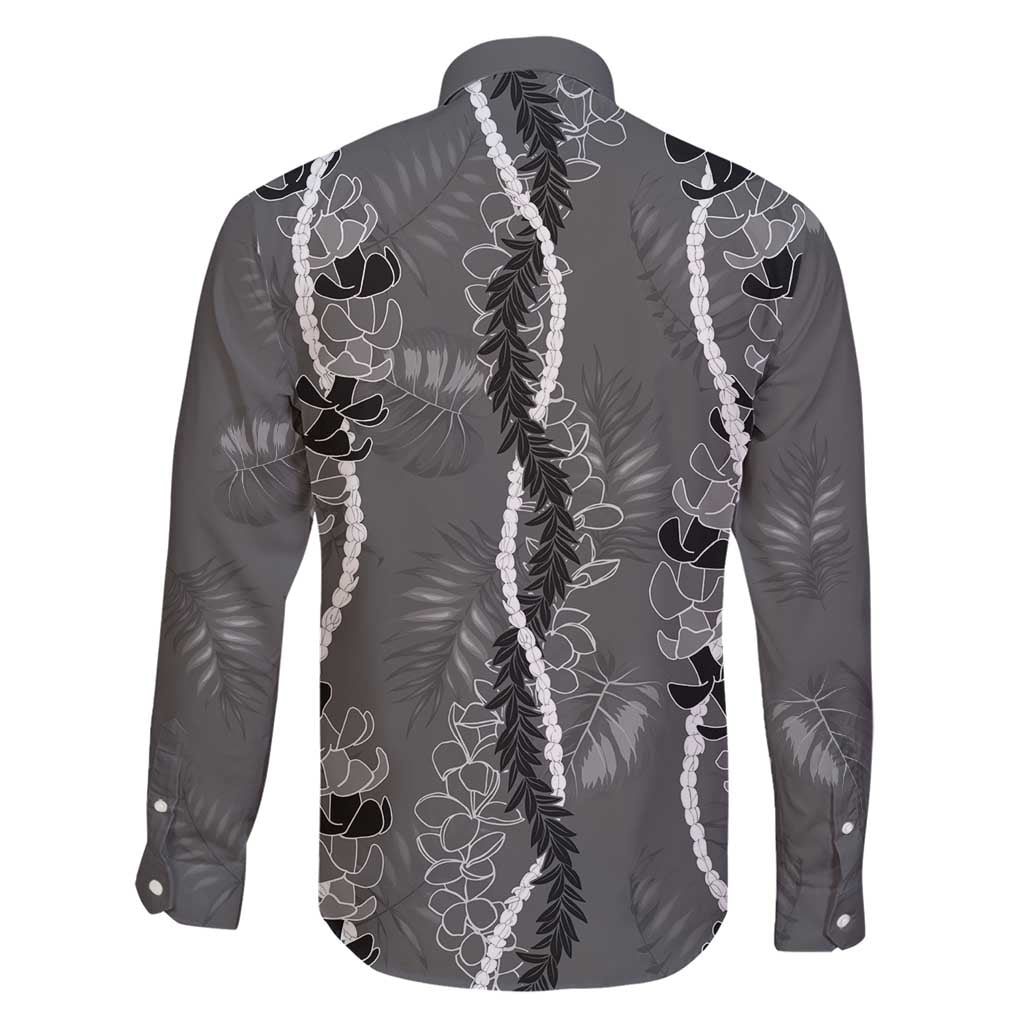 Hawaii Maile Lei Family Matching Short Sleeve Bodycon Dress and Hawaiian Shirt With Gray Monstera Pattern