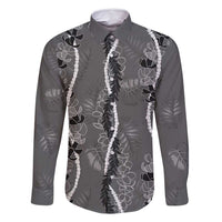 Hawaii Maile Lei Family Matching Summer Maxi Dress and Hawaiian Shirt With Gray Monstera Pattern