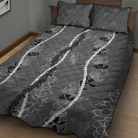 Hawaii Maile Lei Quilt Bed Set With Gray Monstera Pattern