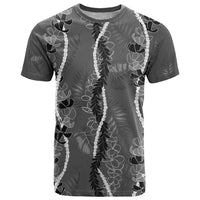 Hawaii Maile Lei T Shirt With Gray Monstera Pattern