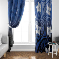 Polynesia Hammerhead Shark Window Curtain Blue Tribal Pattern With Plumeria LT05 - Polynesian Pride