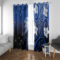 Polynesia Hammerhead Shark Window Curtain Blue Tribal Pattern With Plumeria LT05 With Grommets Blue - Polynesian Pride