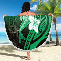 Polynesia Hammerhead Shark Beach Blanket Green Tribal Pattern With Plumeria LT05 - Polynesian Pride