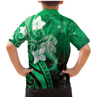 Polynesia Hammerhead Shark Family Matching Mermaid Dress and Hawaiian Shirt Green Tribal Pattern With Plumeria LT05 - Polynesian Pride