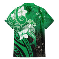 Polynesia Hammerhead Shark Family Matching Mermaid Dress and Hawaiian Shirt Green Tribal Pattern With Plumeria LT05 - Polynesian Pride