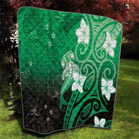 Polynesia Hammerhead Shark Quilt Green Tribal Pattern With Plumeria LT05 - Polynesian Pride