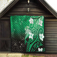 Polynesia Hammerhead Shark Quilt Green Tribal Pattern With Plumeria LT05 - Polynesian Pride