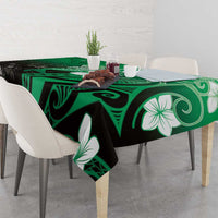 Polynesia Hammerhead Shark Tablecloth Green Tribal Pattern With Plumeria - Polynesian Pride