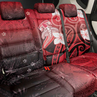 Polynesia Hammerhead Shark Back Car Seat Cover Red Tribal Pattern With Plumeria - Polynesian Pride