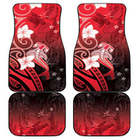 Polynesia Hammerhead Shark Car Mats Red Tribal Pattern With Plumeria LT05 - Polynesian Pride