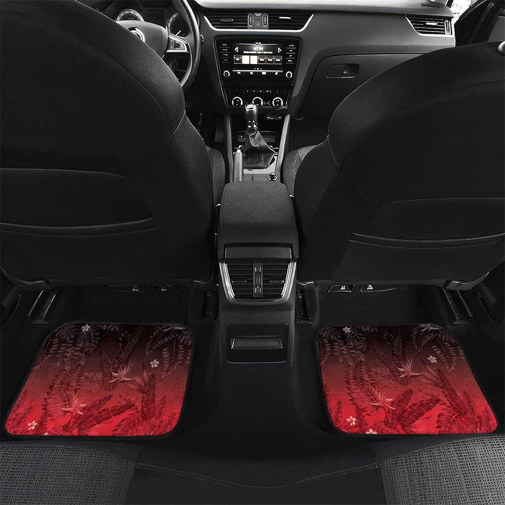 Polynesia Hammerhead Shark Car Mats Red Tribal Pattern With Plumeria LT05 Set 2pcs - Back Red - Polynesian Pride
