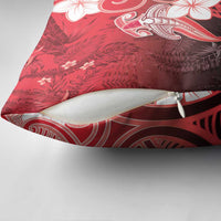 Polynesia Hammerhead Shark Pillow Cover Red Tribal Pattern With Plumeria - Polynesian Pride