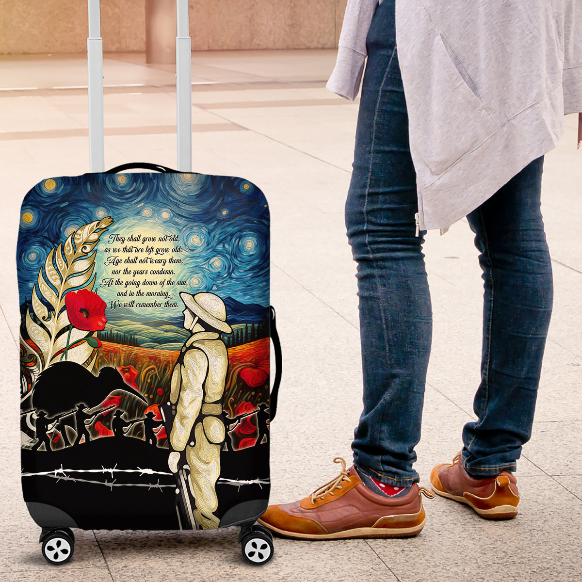 Kei Wareware Tatou New Zealand ANZAC Day Luggage Cover Starry Night Inspo Style