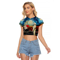 Kei Wareware Tatou New Zealand ANZAC Day Raglan Cropped T Shirt Starry Night Inspo Style LT05 Female Blue - Polynesian Pride