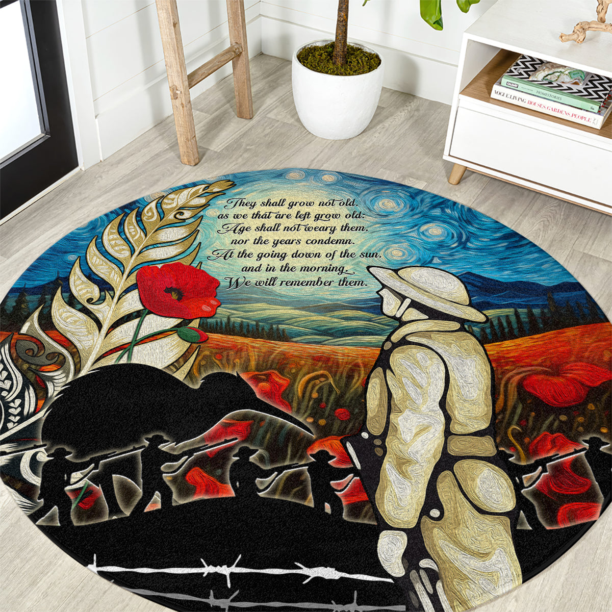 Kei Wareware Tatou New Zealand ANZAC Day Round Carpet Starry Night Inspo Style LT05 Blue - Polynesian Pride
