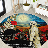 Kei Wareware Tatou New Zealand ANZAC Day Round Carpet Starry Night Inspo Style LT05 Blue - Polynesian Pride