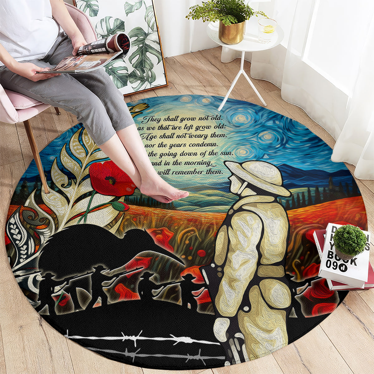 Kei Wareware Tatou New Zealand ANZAC Day Round Carpet Starry Night Inspo Style LT05 - Polynesian Pride