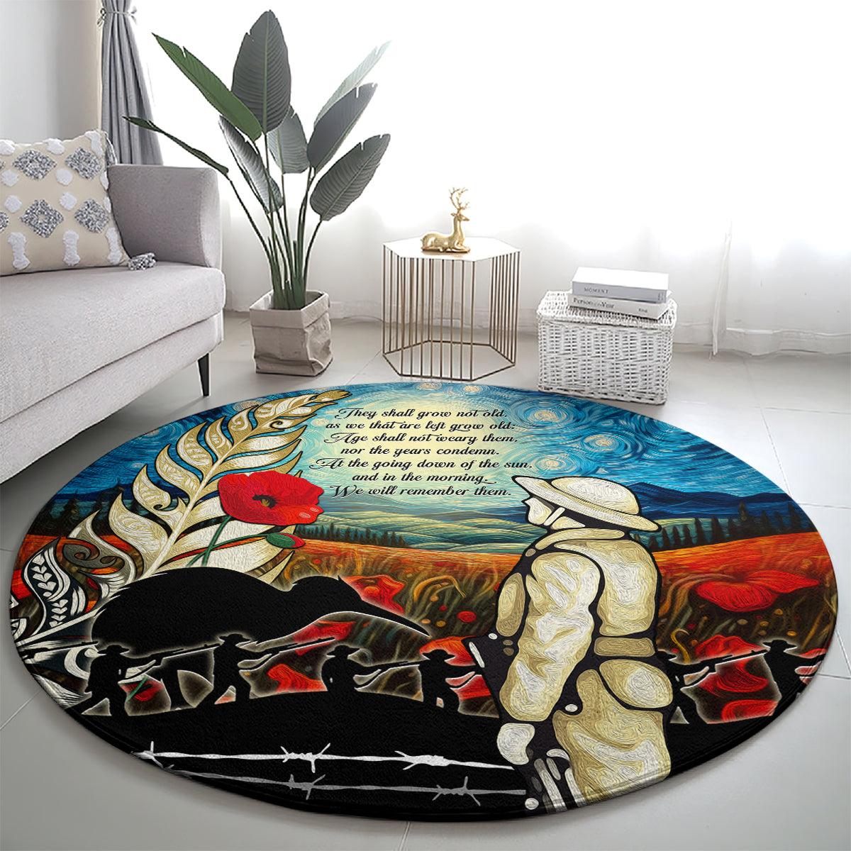 Kei Wareware Tatou New Zealand ANZAC Day Round Carpet Starry Night Inspo Style LT05 - Polynesian Pride