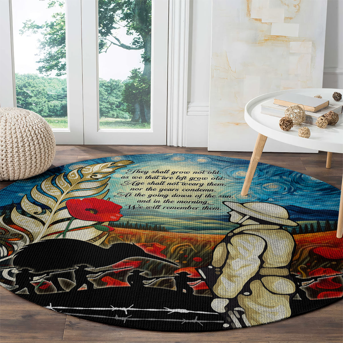 Kei Wareware Tatou New Zealand ANZAC Day Round Carpet Starry Night Inspo Style LT05 - Polynesian Pride