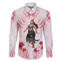 New Zealand Women's Day Family Matching Long Sleeve Bodycon Dress and Hawaiian Shirt Maori Wahine Polynesian Pattern LT05 Dad's Shirt - Long Sleeve White - Polynesian Pride