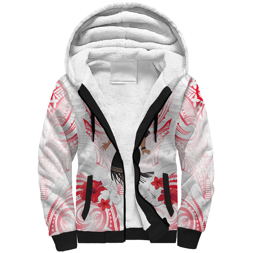 New Zealand Women's Day Sherpa Hoodie Maori Wahine Polynesian Pattern LT05 Unisex White - Polynesian Pride