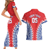 Custom Tuamotu Archipelago Couples Matching Short Sleeve Bodycon Dress and Hawaiian Shirt Polynesian Tribal Tattoo