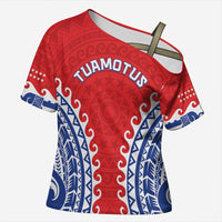 Custom Tuamotu Archipelago Cross Shoulder Shirt Polynesian Tribal Tattoo LT05 Female Red - Polynesian Pride