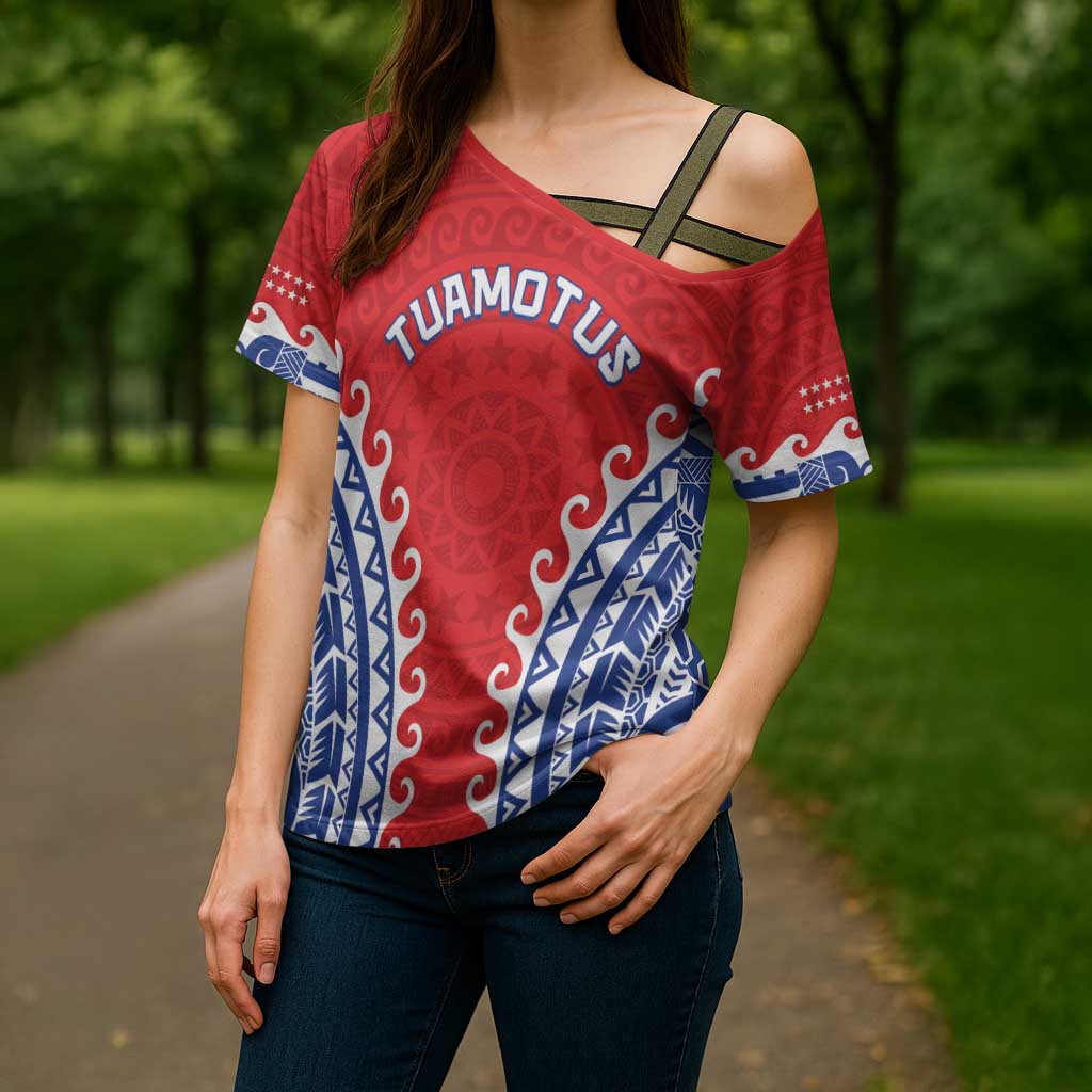 Custom Tuamotu Archipelago Cross Shoulder Shirt Polynesian Tribal Tattoo LT05 - Polynesian Pride