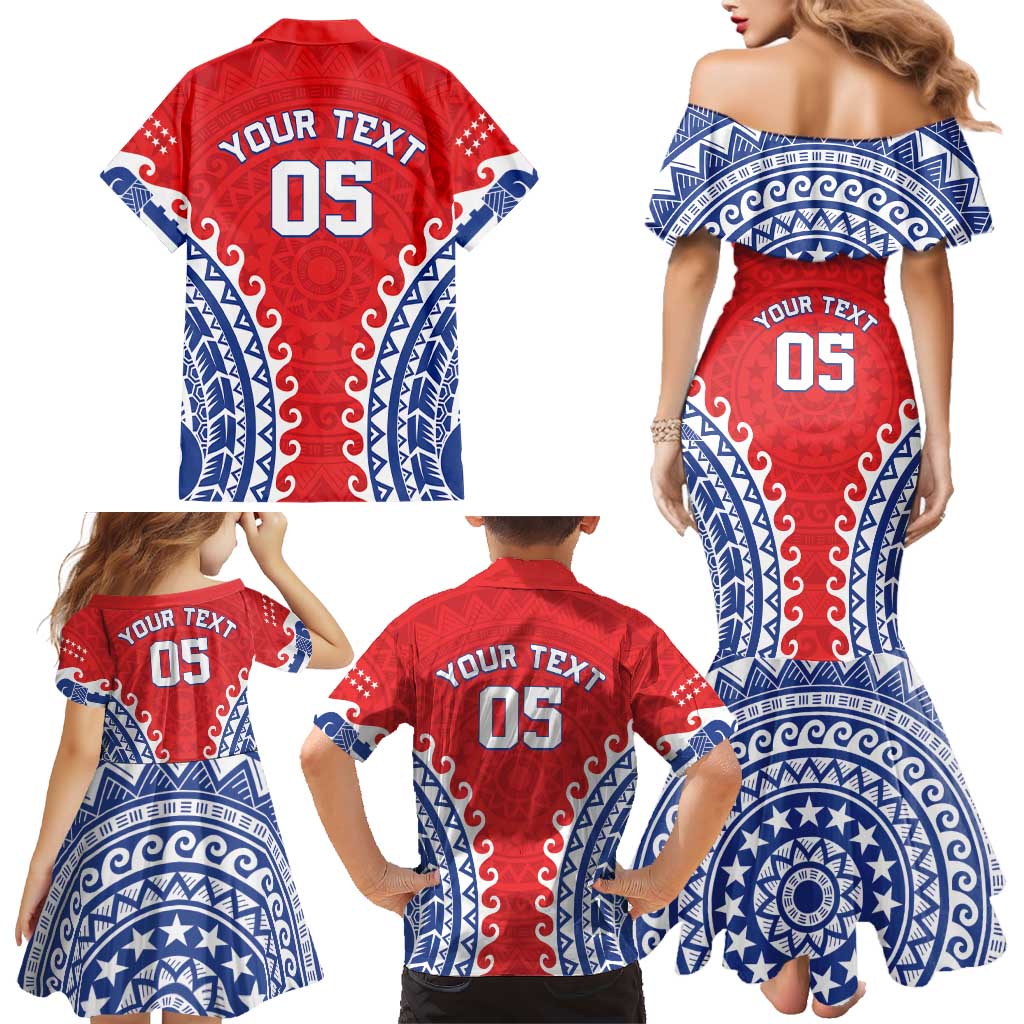 Custom Tuamotu Archipelago Family Matching Mermaid Dress and Hawaiian Shirt Polynesian Tribal Tattoo