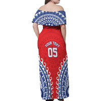 Custom Tuamotu Archipelago Family Matching Off Shoulder Maxi Dress and Hawaiian Shirt Polynesian Tribal Tattoo