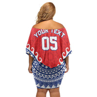 Custom Tuamotu Archipelago Family Matching Off Shoulder Short Dress and Hawaiian Shirt Polynesian Tribal Tattoo