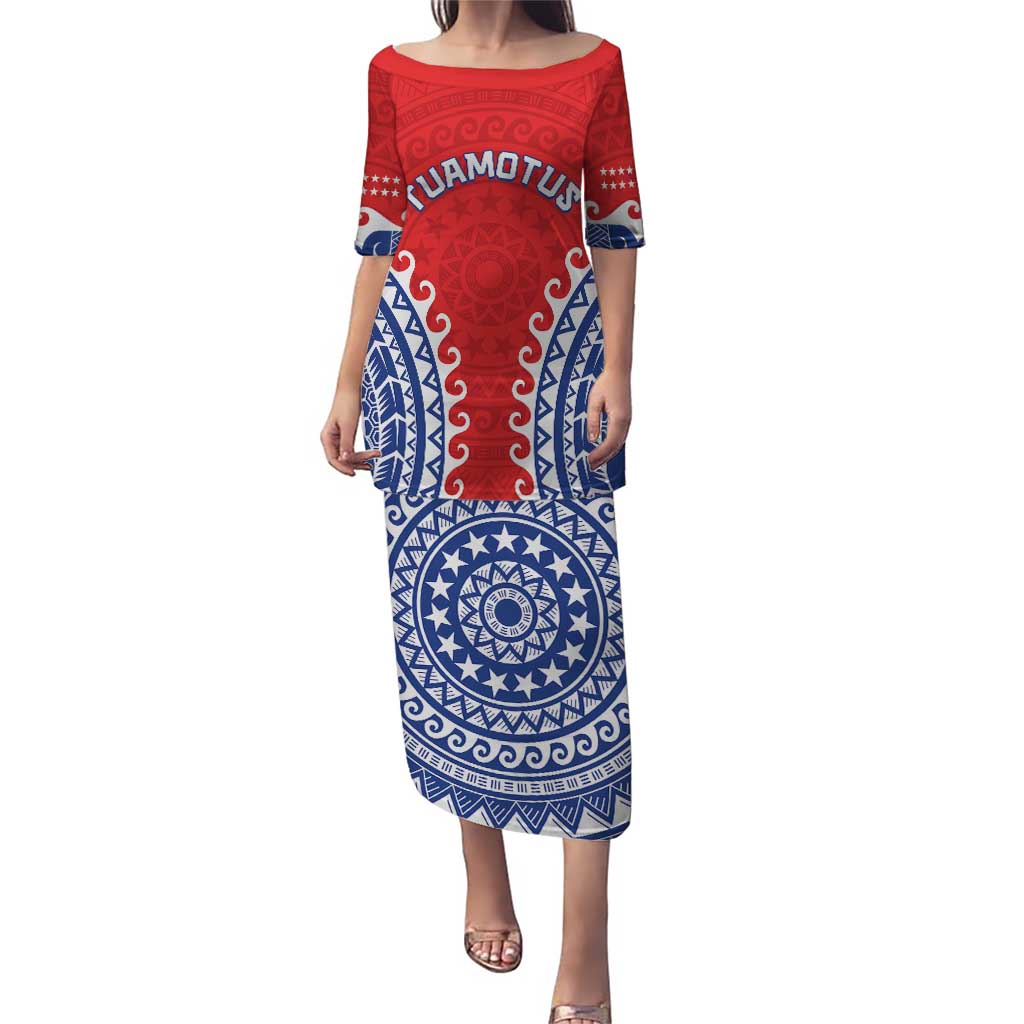 Custom Tuamotu Archipelago Family Matching Puletasi and Hawaiian Shirt Polynesian Tribal Tattoo