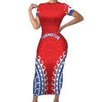 Custom Tuamotu Archipelago Family Matching Short Sleeve Bodycon Dress and Hawaiian Shirt Polynesian Tribal Tattoo