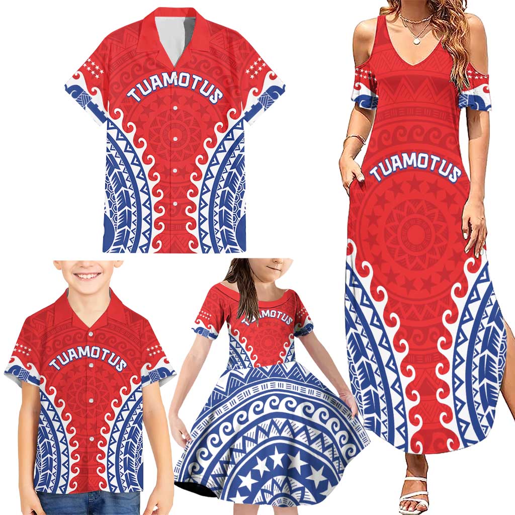 Custom Tuamotu Archipelago Family Matching Summer Maxi Dress and Hawaiian Shirt Polynesian Tribal Tattoo