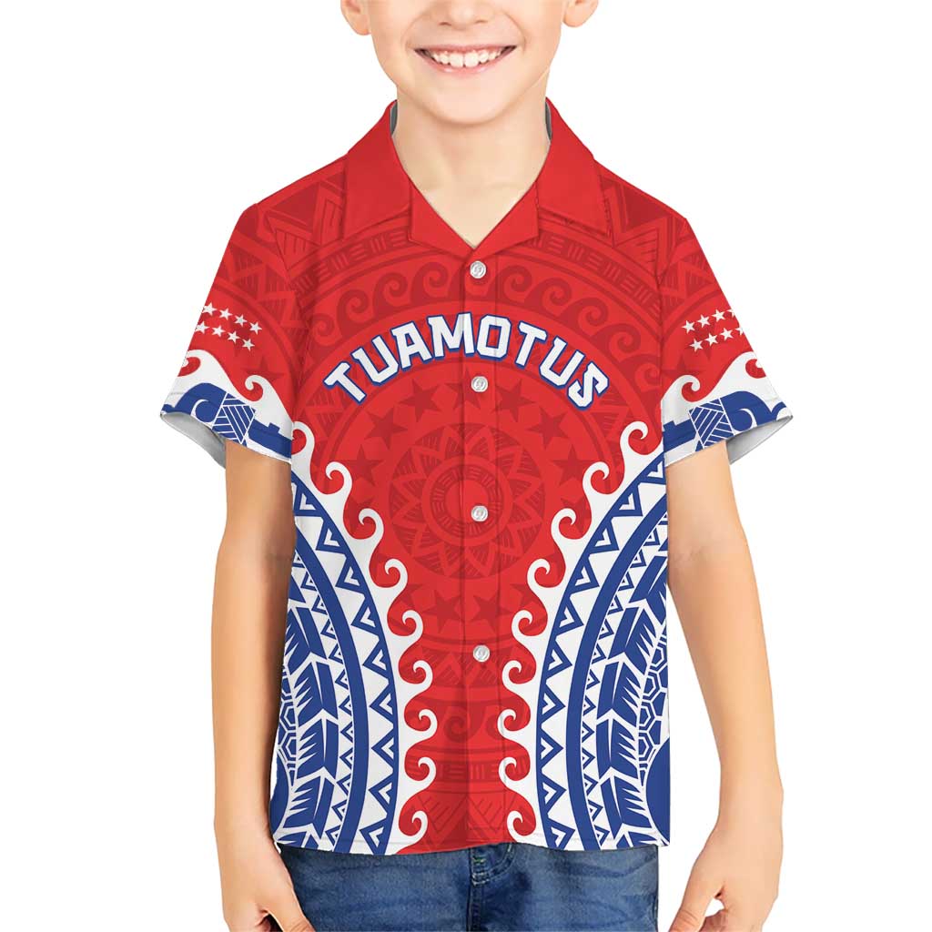 Custom Tuamotu Archipelago Kid Hawaiian Shirt Polynesian Tribal Tattoo LT05 Kid Red - Polynesian Pride