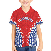 Custom Tuamotu Archipelago Kid Hawaiian Shirt Polynesian Tribal Tattoo LT05 Kid Red - Polynesian Pride
