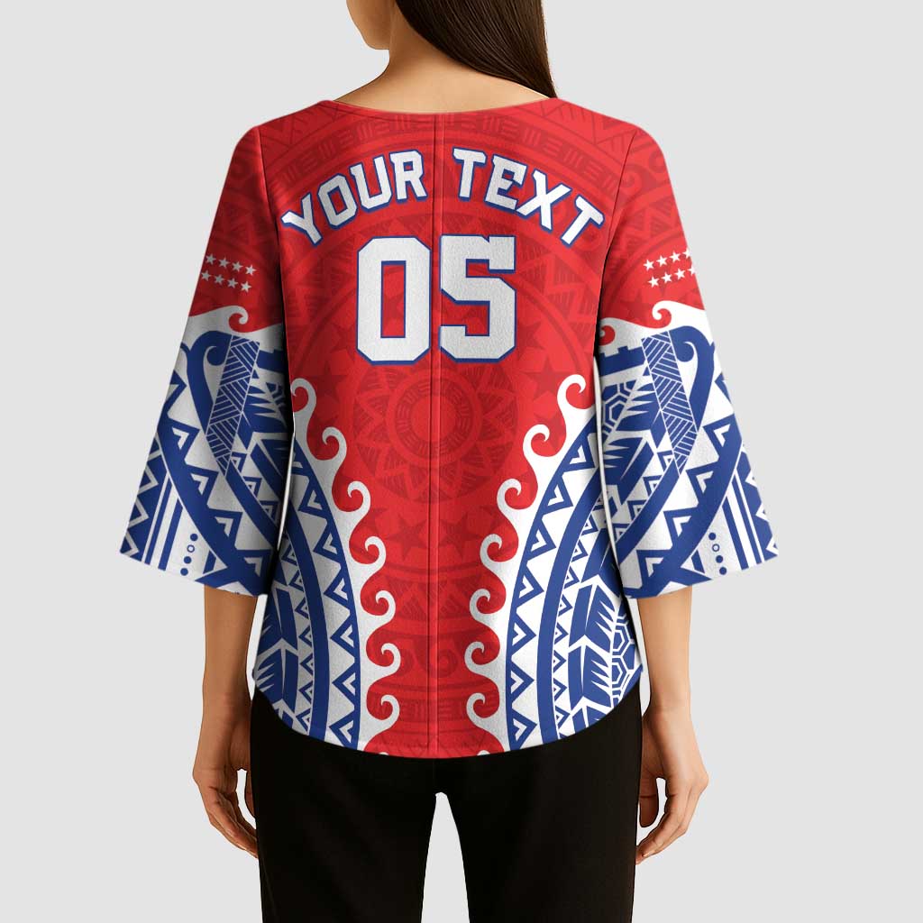 Custom Tuamotu Archipelago Kimono Sleeve Blouse Polynesian Tribal Tattoo